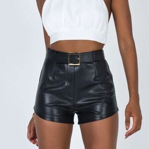 Princess Polly Siena Leather Shorts Black